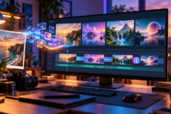 Ilustración conceptual de creación de video con inteligencia artificial